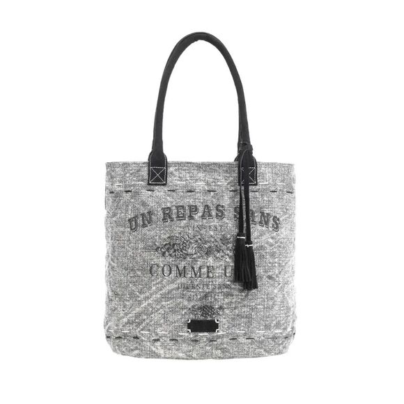Myra Bag Handmade Cloudstar Tote Bag Upcycled Canvas & Cowhide Leather - Picture 1 of 13